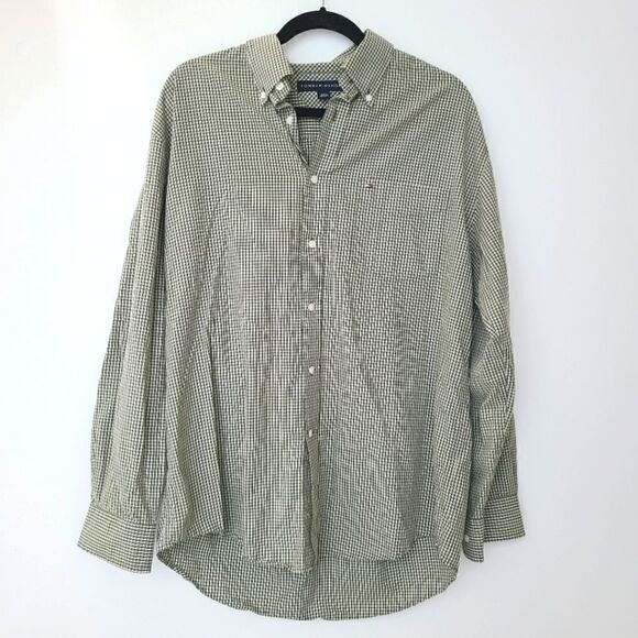 Tommy Hilfiger Green Check Button Down Sz L - Picture 1 of 11